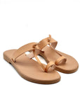 Theluto Heloïse handmade tan leather toe-ring sandals with a minimalist design, ethically crafted in Greece.